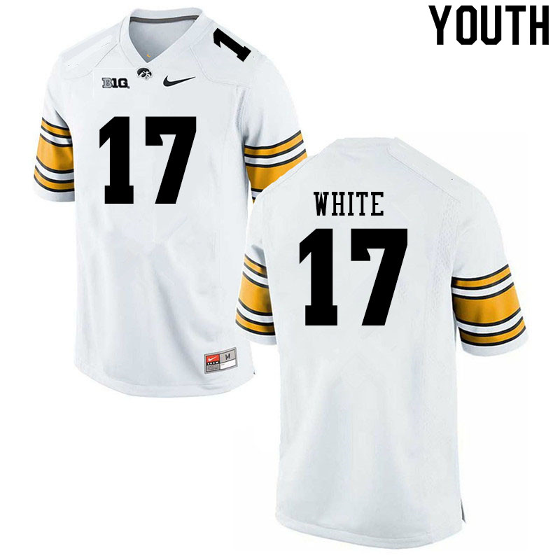 Youth #17 Max White Iowa Hawkeyes College Football Jerseys Sale-White - Click Image to Close